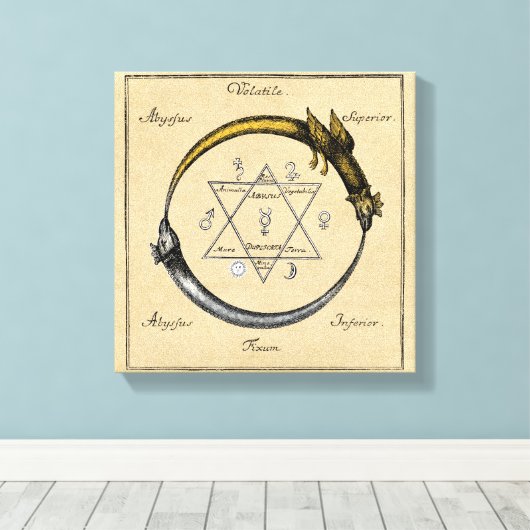 Gold & Silver Ouroboros Symbol Leinwanddruck (Insitu (Holzboden))