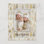 Gold Silver Pine Trees Foto Weihnachten Postkarte (Vorderseite)