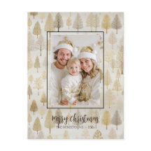 Gold Silver Pine Trees Foto Weihnachten Postkarte