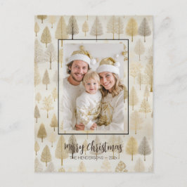Gold Silver Pine Trees Foto Weihnachten Postkarte
