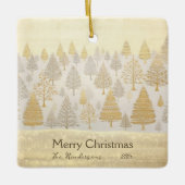 Gold Silver Pine Trees Weihnachten Keramikornament (Vorderseite)