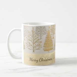 Gold Silver Pine Trees Weihnachten Tasse