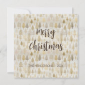 Gold Silver Pine Trees Weihnachtskarte Karte (Vorderseite)