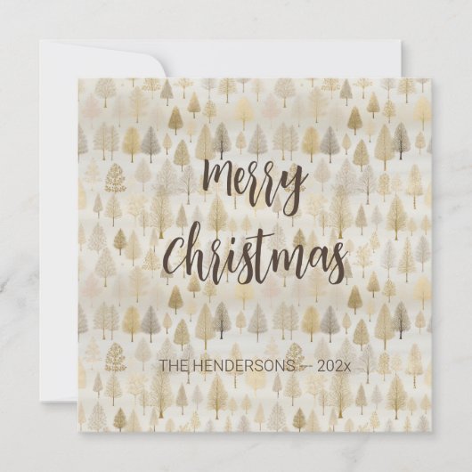 Gold Silver Pine Trees Weihnachtskarte Karte (Vorderseite)