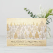 Gold Silver Pine Trees Weihnachtskarte Karte (Stehend Vorderseite)