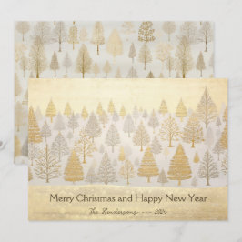 Gold Silver Pine Trees Weihnachtskarte Karte
