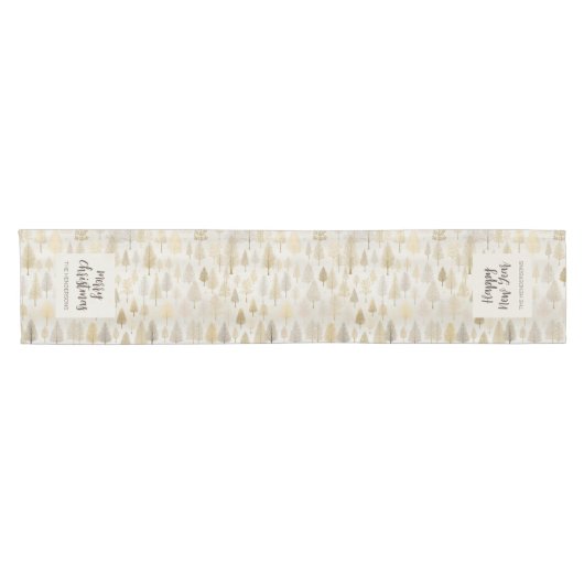 Gold Silver Pine Trees Weihnachtstisch Runner Kurzer Tischläufer (Horizontal)