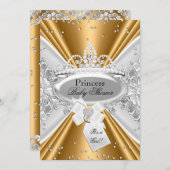 Gold Silver Princess Tiara Baby Dusche einladen Einladung (Vorne/Hinten)