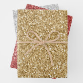 Gold Silver Red Glitz Glitzer      Geschenkpapier Set (Beispiel)