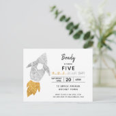 Gold Silver Rocket Ship WeltraumGeburtstagsparty Einladungspostkarte (Stehend Vorderseite)