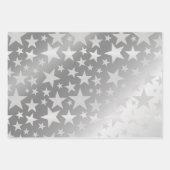 Gold Silver Rose Gold Glitzer Star Geschenkpapier Set (Vorderseite 2)