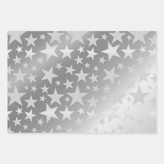 Gold Silver Rose Gold Glitzer Star Geschenkpapier Set (Vorderseite 2)