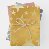 Gold Silver Rose Gold Glitzer Star Geschenkpapier Set (Beispiel)