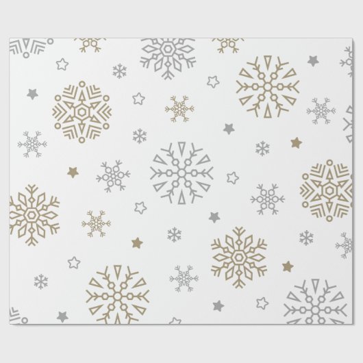 Gold & Silver Snowflake Geschenkpapier (Flach)