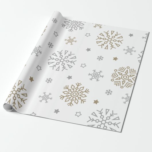 Gold & Silver Snowflake Geschenkpapier (Ungerollt)