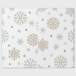 Gold & Silver Snowflake Geschenkpapier