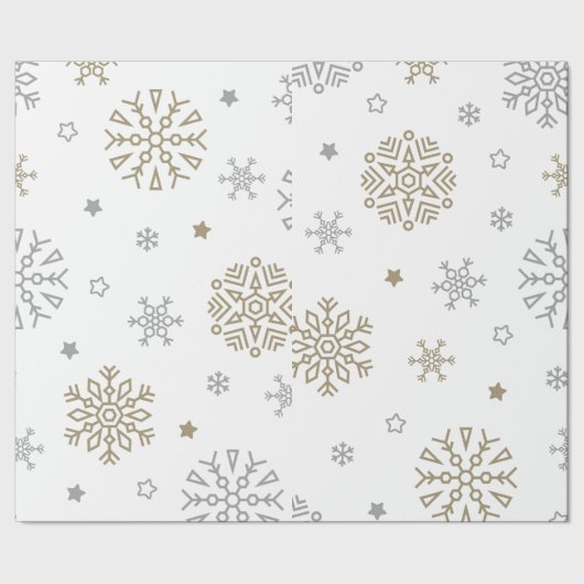 Gold & Silver Snowflake Geschenkpapier (Saum)