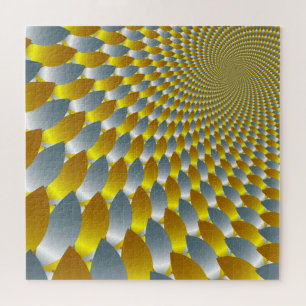 Gold Silver Spiral Metallic optische Illusion 3-D Puzzle