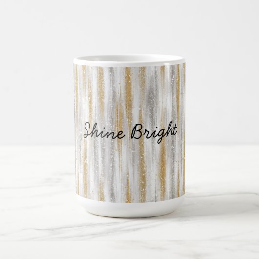 Gold Silver Stripes Christmas Celebration Birthday Kaffeetasse (Mittel)