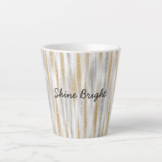 Gold Silver Stripes Christmas Celebration Birthday Milchtasse (Vorderseite)