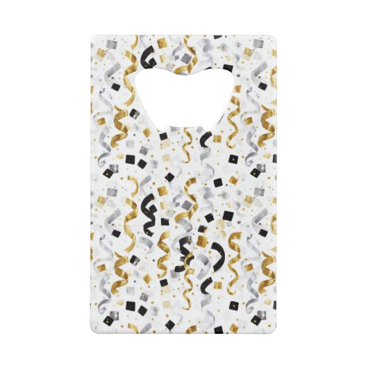 Gold Silver Stripes Confetti New Year Celebration Geldbeutel Flaschenöffner (Rückseite)