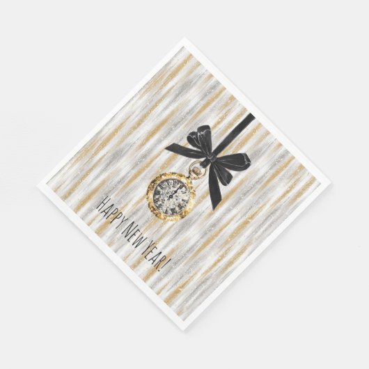 Gold Silver Stripes New Year's Eve Midnight Serviette (Ecke)