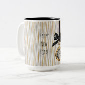 Gold Silver Stripes New Year's Eve Midnight Zweifarbige Tasse (Vorderseite Links)