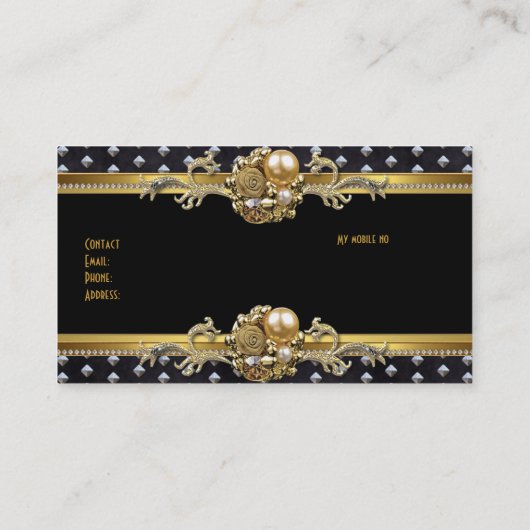 Gold Silver Studs Schwarz Elegante Klasse Jewel 2 Visitenkarte (Rückseite)