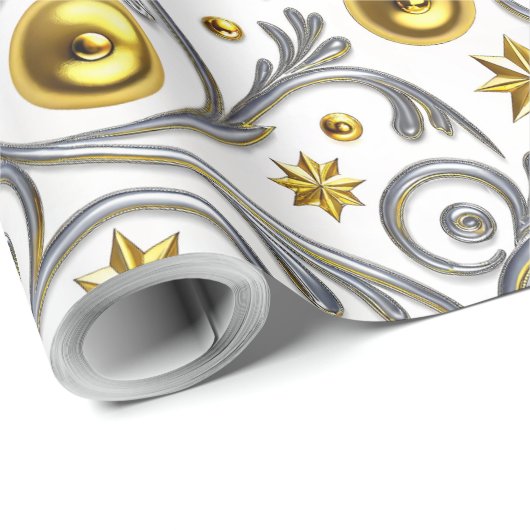 Gold & Silver Swirl Elegance Geschenkpapier (Rolleneckpunkt)