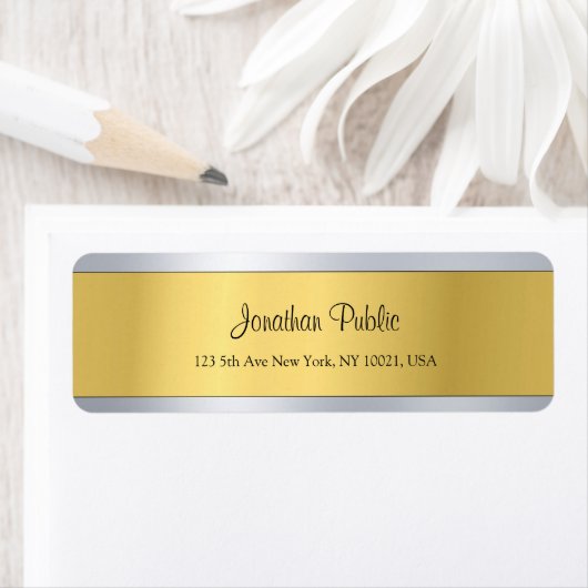 Gold Silver Template Moderne Script-Rücksendeadres (Insitu)