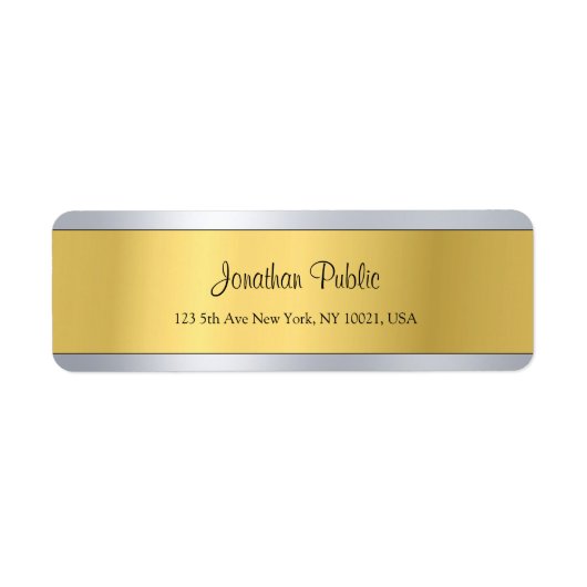 Gold Silver Template Moderne Script-Rücksendeadres (Vorne)