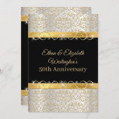Gold Silver und Black Diamond 50 Jahre alt Einladung (Vorne/Hinten)