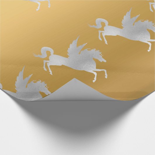 GOLD SILVER UNICORN BIRTHDAY WEDING WRAP GESCHENKPAPIER (Ecke)