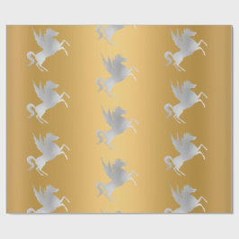 GOLD SILVER UNICORN BIRTHDAY WEDING WRAP GESCHENKPAPIER