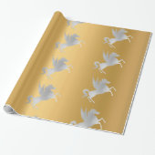 GOLD SILVER UNICORN BIRTHDAY WEDING WRAP GESCHENKPAPIER (Ungerollt)