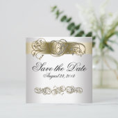 Gold Silver Verziert formell Save the Date (Stehend Vorderseite)