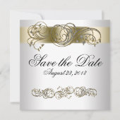 Gold Silver Verziert formell Save the Date (Vorderseite)