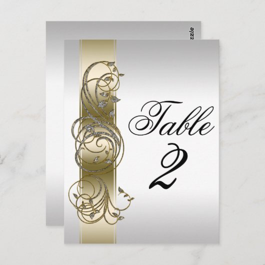 Gold Silver Verzierte formale Tischnummer (Vorne/Hinten)