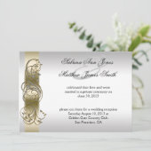 Gold Silver Verzierte offizielle Hochzeitsankündig Einladung (Stehend Vorderseite)