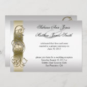Gold Silver Verzierte offizielle Hochzeitsankündig Einladung (Vorne/Hinten)