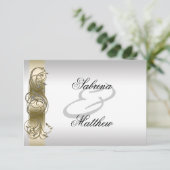 Gold Silver Verzierter Empfang Einladung (Stehend Vorderseite)