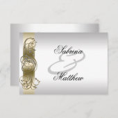 Gold Silver Verzierter Empfang Einladung (Vorne/Hinten)