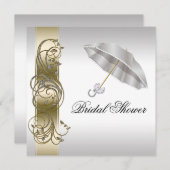 Gold Silver Verziertes formales Brautparty Einladung (Vorne/Hinten)