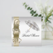Gold Silver Verziertes formales Brautparty Einladung (Stehend Vorderseite)