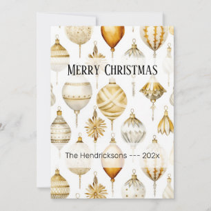 Gold Silver Vintag Ornamente Weihnachtskarte Karte