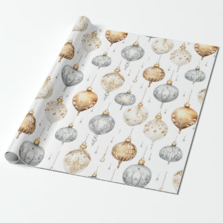Gold Silver Vintag Watercolor Weihnachtsschmuck Geschenkpapier