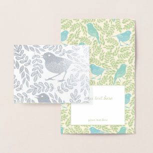 Gold Silver Vintage BIRD und LEAF Muster Folienkarte