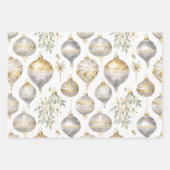 Gold Silver Vintage Christmas Ornaments  Geschenkpapier Set (Vorderseite)