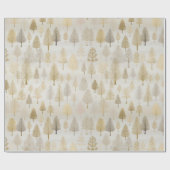 Gold Silver Watercolor Weihnachtsbaumen Geschenkpapier (Flach)