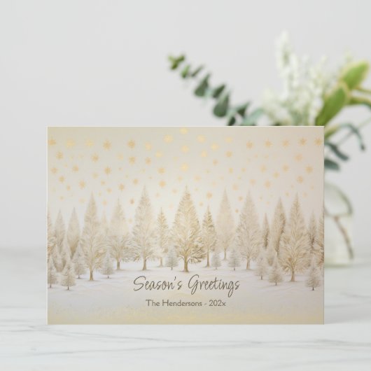 Gold Silver Weihnachtsbaum Saison Grußkarte Karte (Stehend Vorderseite)